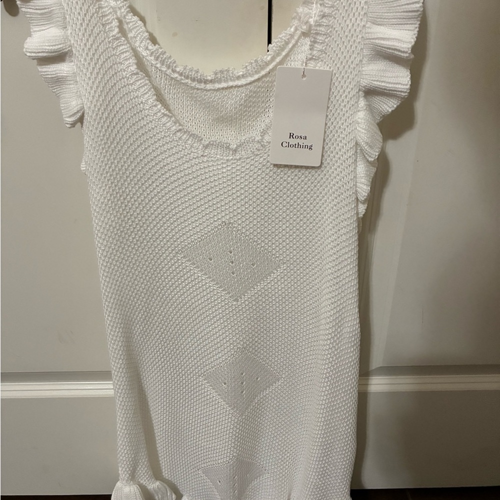 White Knit Ruffle Sleeve Top